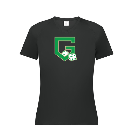 [2792.080.XS-LOGO3] Ladies Smooth Sport V-Neck T-Shirt (Female Adult XS, Black, Logo 3)