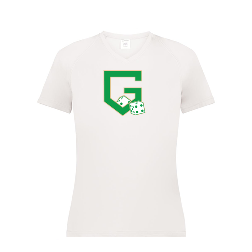 [2792.005.XS-LOGO3] Ladies Smooth Sport V-Neck T-Shirt (Female Adult XS, White, Logo 3)