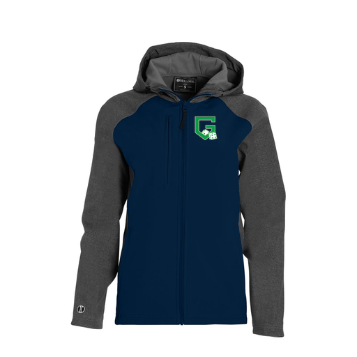 [229357.H03.XS-LOGO3] Soft Shell Full Zip Jacket - Womens (Female Adult XS, Navy, Logo 3)
