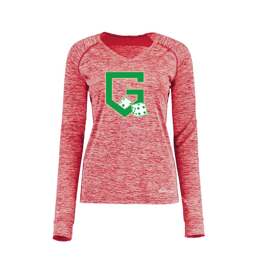 [222770.T20.XS-LOGO3] Ladies Electric Long Sleeve Shirt (Female Adult XS, Red, Logo 3)