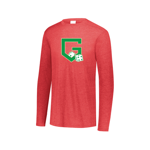 [FTLCUBRD-AXS-LOGO3] Decker Men's Tri-Blend T-Shirt - Long Sleeve (Adult XS, Red, Logo 3)