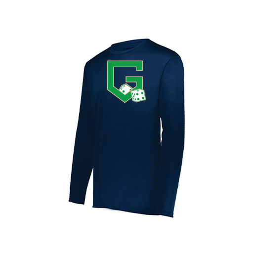 [222823.065.S-LOGO3] Youth LS Smooth Sport Shirt (Youth S, Navy, Logo 3)