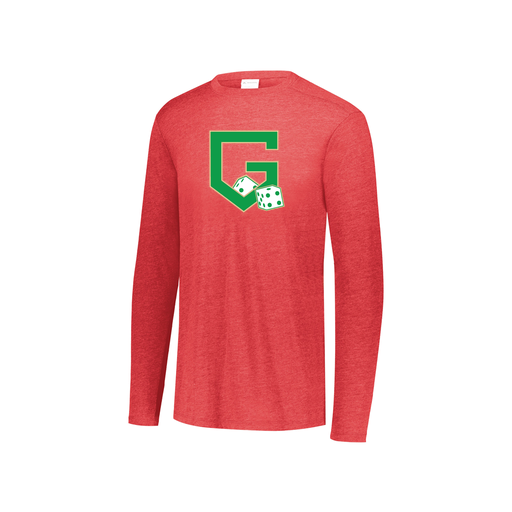 [FTLCUBRD-YS-LOGO3] Decker Youth Tri-Blend T-Shirt - Long Sleeve (Youth S, Red, Logo 3)