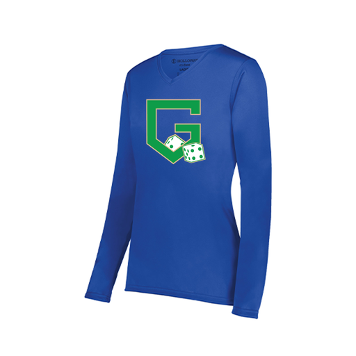 [222824.060.S-LOGO3] Ladies LS Smooth Sport Shirt (Female Adult S, Royal, Logo 3)